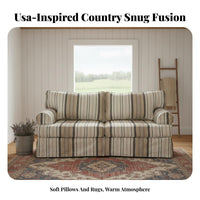 Striped 3-Seater Settee Mediterranean design 3-Seater Settee rustic Country Design Sofa for Families, Homeowners, Lounge Area, Den, holiday Home