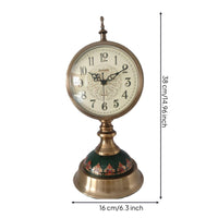Pedestal Clock Brass-Tone Timepiece Decorative for Bookshelf