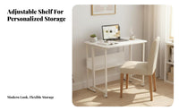 Foldable Desk with Shelves Space-Saving Design for Bedroom