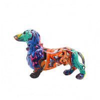 Resin Dachshund Statue Multicolor Sausage Dog Ornament Long-Lasting