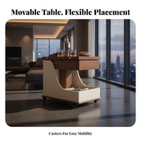 With casters Adjustable Height C-Table Multi-Functional Adjustable C-shaped frame Desk Hidden Storage Mobile mobile cart secureable Casters for telecommuting Workers, Students, Seniors, Living Room, Small Apartment, Bedroom, Home Office