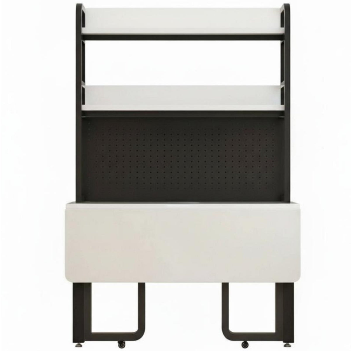 Foldable Computer Desk with Hutch Space-Saving Workstation with Storage Multi-Functional Wide Desktop for Students, Small Areas