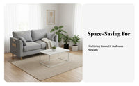 Space Saving Small Textile Sofa High-Density Foam Cushion Compact Apartment Sofa Sturdy Frame 2 Seater Loveseat Easy Assembly for Tenants, Students, Young Adults, Bedroom, Rental Home, Loft, Office