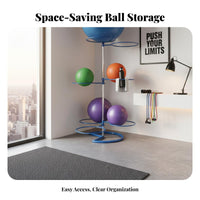 Detachable Exercise Ball Rack Long-Lasting Steel Construction Exercise Ball Stand Rust-Resistant Sturdy and Stable for Studio Owners