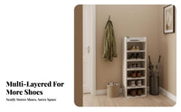 Space-Saving Multi-Layer Shoe Rack Small Footprint Multi-Tier Shoe Shelf Easy Assembly Household Storage Modern Design for Apartment Dwellers, Homeowners, Entryway, Hallway, Dorm Room, Bedroom