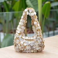 Shell Handbag Textured Beaded Handbag Compact for Evening Events, Parties