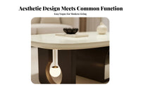 2 Pieces French Cream aesthetic Pebble-Shaped Table pair Built-in Light Living Room Furniture With Storage Drawer Accent Tables Artistic Design for Apartment Dwellers, Homeowners, Students, Small Spaces, Lounge Area, Office, Study