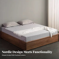 Gas elevate Storage Frame Space-Saving raiseup Bed Base Headboardless Bedroom Furniture for Apartment Dwellers, partners, Small Living Spaces, Guest Room