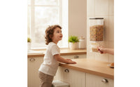 Space-Saving Dry Food Dispenser Clear Wall Mounted Dispenser Transparent Storage Container with Cup Airtight for Kitchen