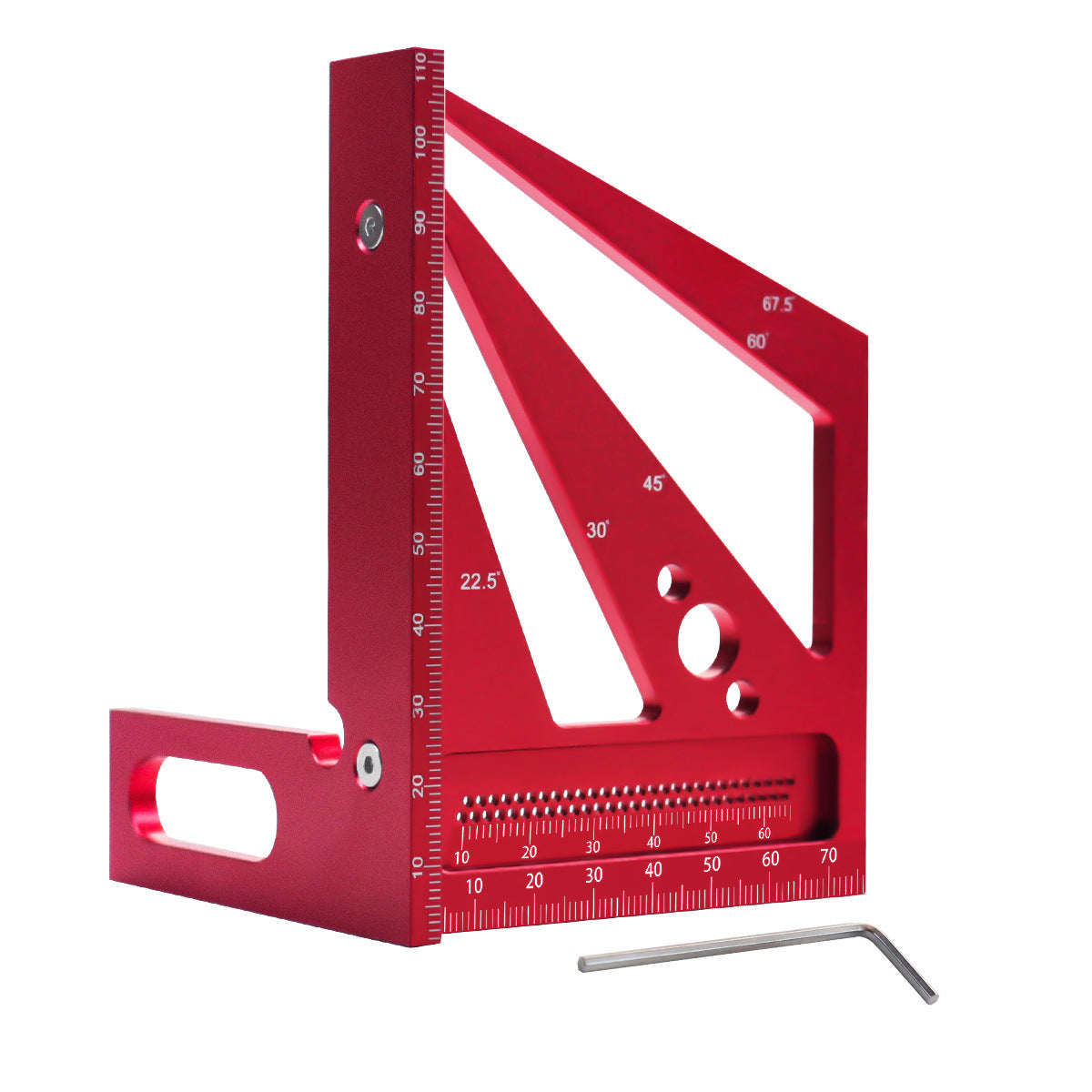 Aluminum Alloy Woodworking Square Ruler with Four Corners and Triangle, Fourth Generation, for Measuring and Layout