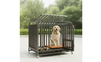 Heavy Duty Slanted Top Dog Crate Sturdy Dog Cage with Casters Long-Lasting Multi-Door Pet Cage Escape-Proof for Dogs, Young Dogs, Living Room