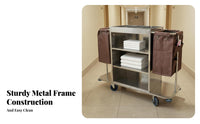 Accommodation Linen Cart Heavy Duty Hotel Housekeeping Service Cart Sturdy and Sturdy Janitorial Cleaning Trolley for Housekeepers, Hospital, School