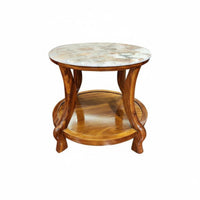 New Chinese Aesthetic Marble-Top Side Table Modern Design Mixed-Material Side Table Minimalist design theme Household Furniture Sturdy Construction for Apartment Dwellers, Interior Designers, Living Room, Bedroom, Entryway, Reception Area