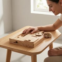 Small-Pet Foraging Tray Mental Wooden Puzzle Feeder Animal Gear for Tabletop