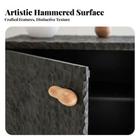 Artistic Imperfection artistic Sculptural Bedside Cabinet Hammered Finish Bedside Storage Cabinet Nordic Design Nightstand Vintage influenced for Interior Designers, Apartment Dwellers, Bedroom, Entryway, Hallway, Living Room