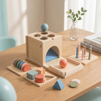 Wooden Sorting Box with Geometric Pieces Preschool Educational Toy with Interchangeable Boards Color Matching Educational Sorting Toy for Playroom