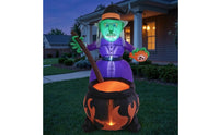 Built-in LEDs Halloween Inflatable Witch and Pot Spooky Witch and Pot Inflatable Giant Yard Decoration Scary for Garden
