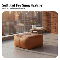 Cube Pouf Faux Leather Finish Ottoman Minimalist Design for Entryway, Homeowners