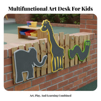 Childrens Transparent Art Easel Multifunctional Kids Drawing Desk Chair Set Early Education Young Child Drawing Station for Childcare Facility
