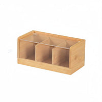 Compartmentalized Design Divided Tea Storage Box Bamboo Tea Bag Organizer for Office, Kitchen, Pantry, Countertop
