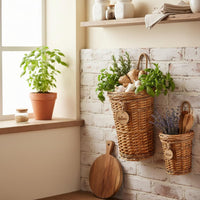 Rattan Wall Basket Vintage Design Woven Hanging Basket Multi-Purpose