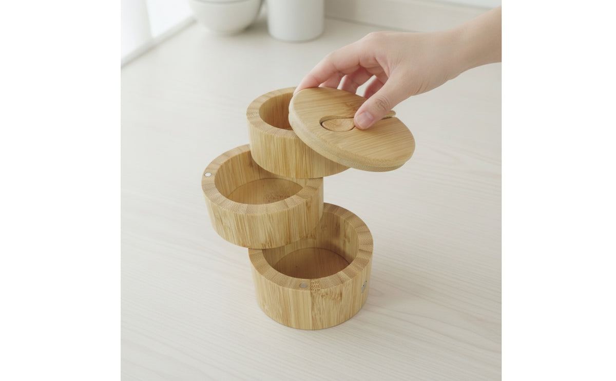 Bamboo Seasoning Jar Wooden Seasoning Jar with Lid Round Seasoning Cellar Natural for Kitchen, Countertop, Table