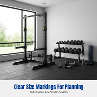 Power Rack, Multi-Function Half Frame, Home Gym Equipment, Leg Press, Bench Press, Shoulder Pulldown, Row, Adjustable, Heavy Duty