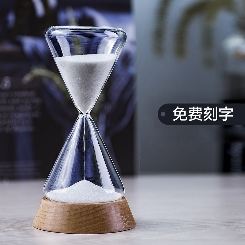 Glass Hourglass Timer 15 Minutes with Beech Wood Base