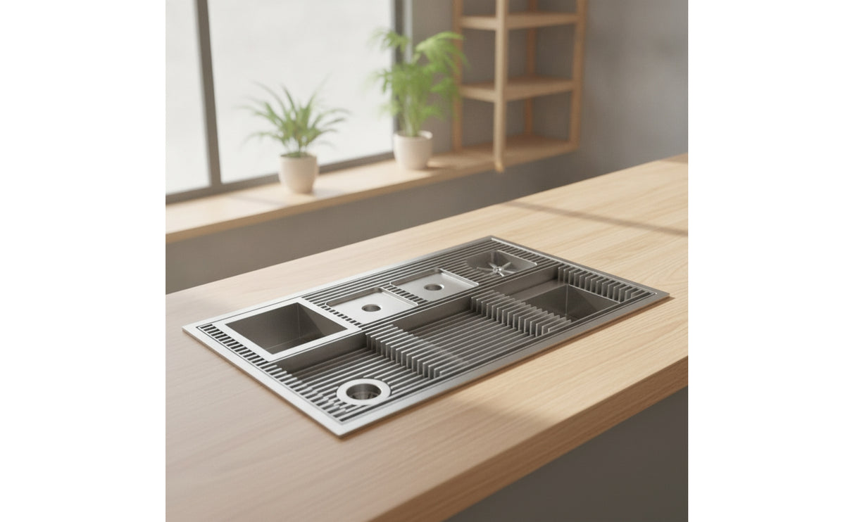Coffee Drain Board Stainless Steel Drain Board Equipped with a Rinser Rinser Commercial Recessed Drip Tray for Baristas