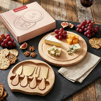 4 Pieces Cheese Knife Set Gift Ready Round Box Cheese Knife Set Rustic Style