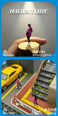 1/64微缩仿真人偶模型树脂涂装成品小人戴口罩女玩具摆件