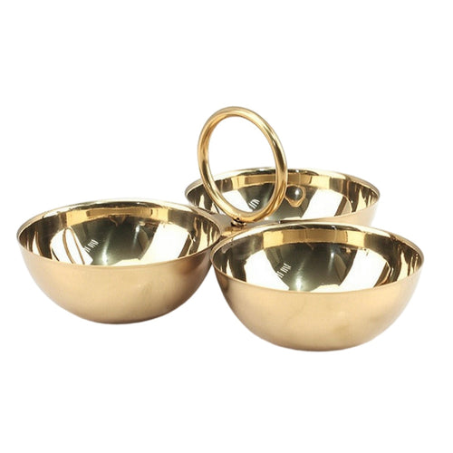 3-Compartment Serving Dish Stainless Steel Serving Tray with Handle for Parties