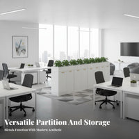Partition Cabinet with Planter Multi-Functional Storage Cabinet Planter Box Space Saving Wooden Office Credenza for Business Owners, Study Room