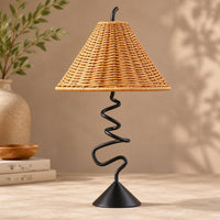 Rattan Table Lamp Slender Natural Woven Look Decorative