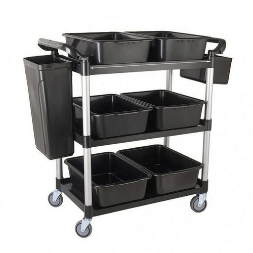 Commercial Kitchen Cart Large Shelves Three Shelf Cart-Move Maneuverability Facility Equipment for Restaurant