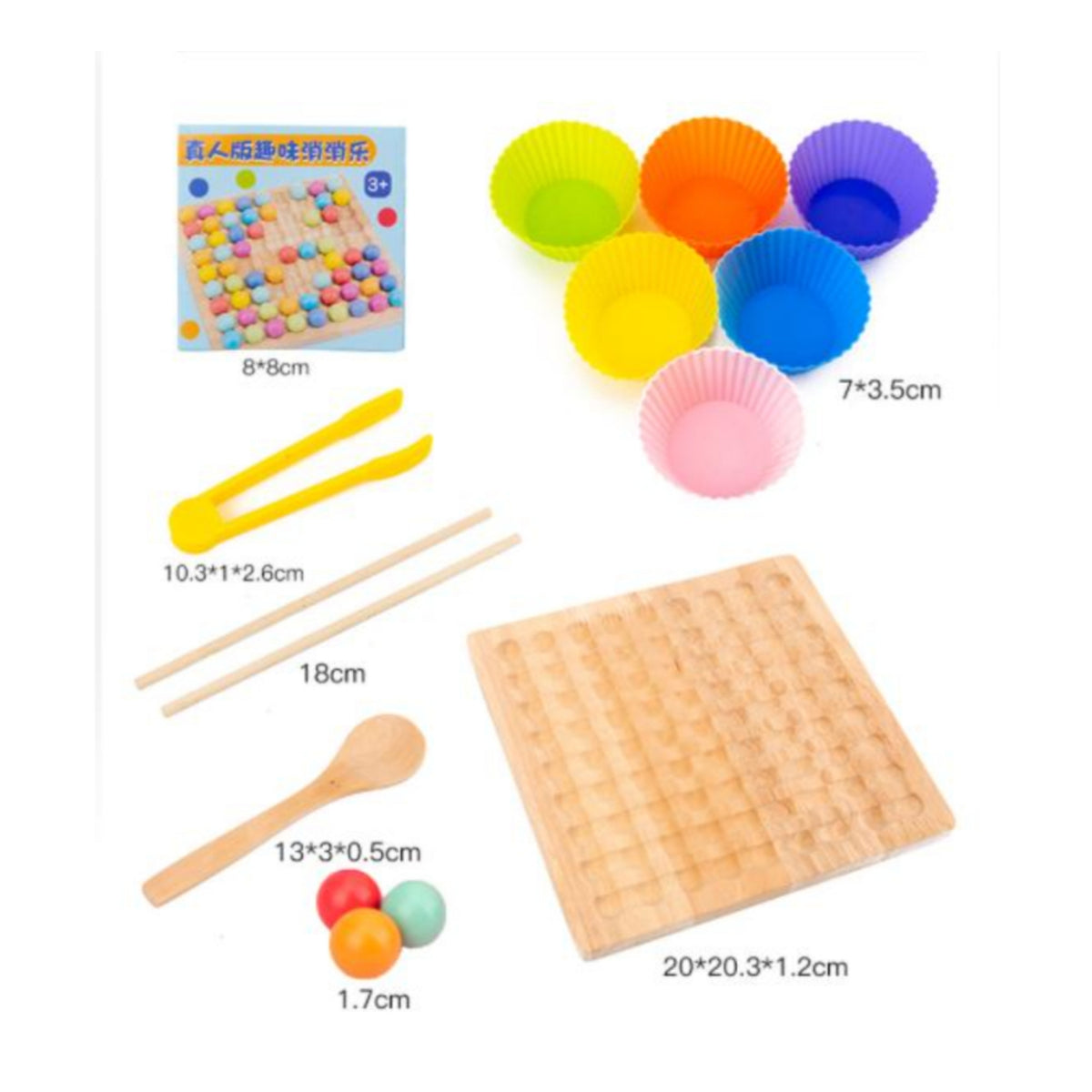 Child-Led-Style Bead Matching Board with Chopsticks Educational Wooden Sorting Board with Tweezers Fine Motor Bead Matching Game Tabletop for Preschoolers, Toddlers, Classroom, Homeschool, Playroom