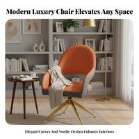 Upholstered Rotating Armchair Comfortable Seating Dining Chair Luxury Stylish High-Resilience Padding for Residents, Restaurant