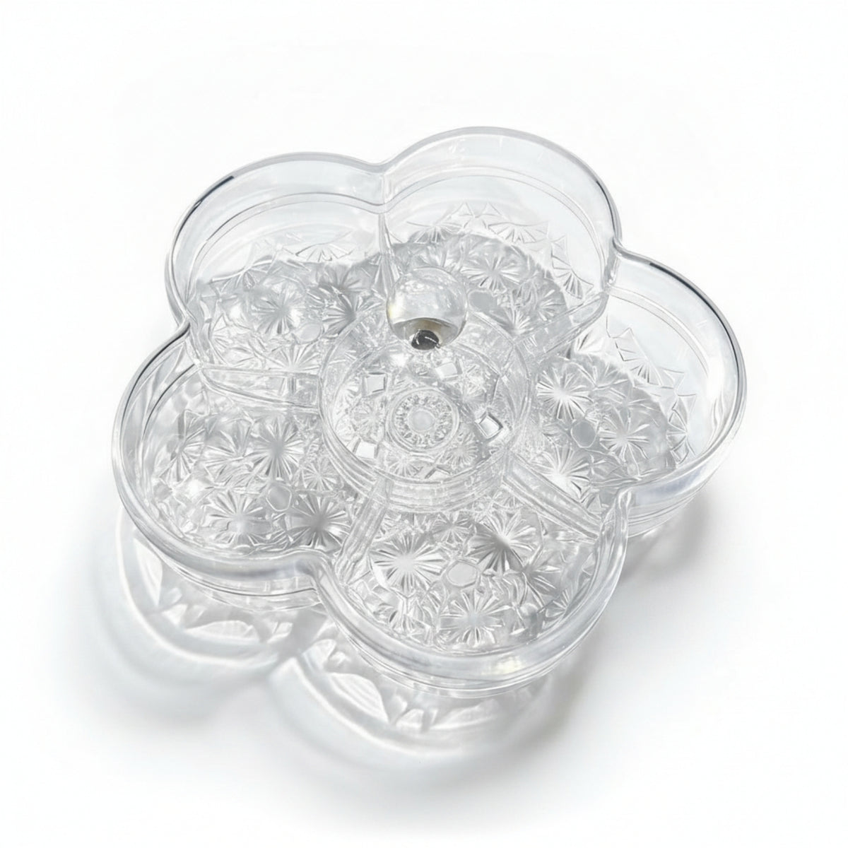 Servingware Divided Snack Tray with Lid Transparent Plastic Embossed Pattern