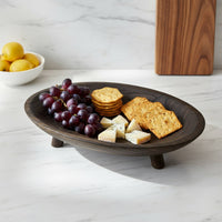 Oval Wood Tray Shallow Tableware Rustic Style Tabletop Item