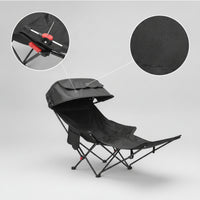 Portable Reclining Chair with Canopy Adjustable Camping Lounger Comfortable Outdoor Lounger with Side Pocket Long-Lasting for Campers, Picnics, Backyard