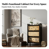 Multi-Tier Shelving unit with Cabinets Chinese appearance & pattern Etagere with Cabinet Retro artistic design Shelving unit for Book Lovers, Living Room, Study, Bedroom