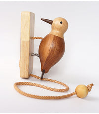 Wooden woodpecker跨境新品创意乔迁礼物木质复古敲门器挂件门铃