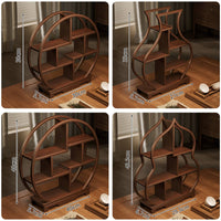Small Desktop Tea Ware Rack Exposed Design Wooden Curio Shelf Heavy Duty