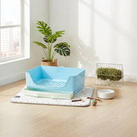Rabbit Litter Box with Drawer Detachable Grid High-Sided Rabbit Potty