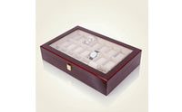 Watch Box with 24 Slots Soft Interior Lining Watch Box with Glass Lid Elegant for Dresser