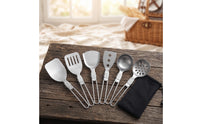 6 Pieces Camp Utensil Set with Storage Bag Foldable Camp Cooking Utensil Space-Saving-Saving Cooking Utensils with Pouch for Backpackers, Hikers