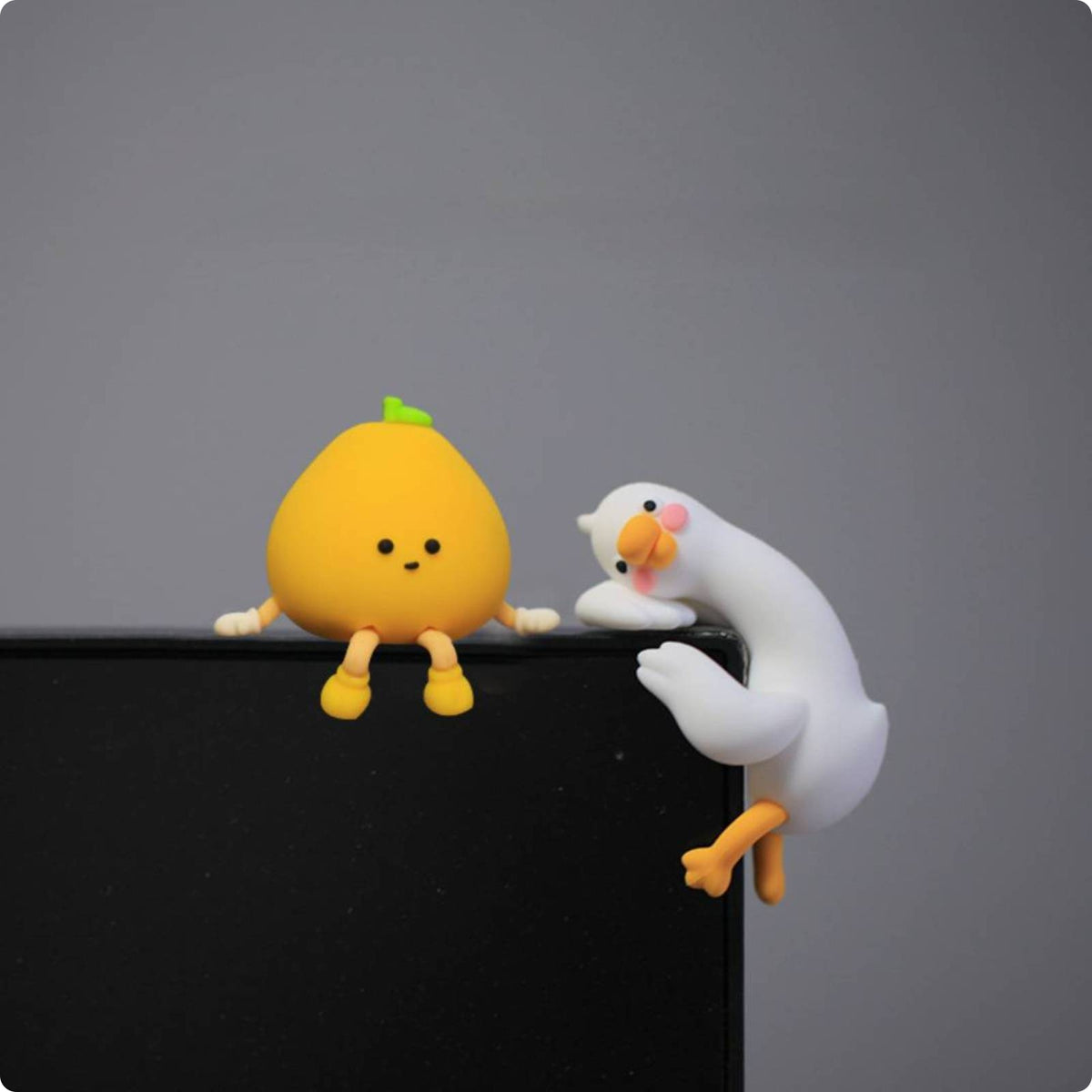 2 Pieces Duck Character Figurine Desktop Citrus Character Figurine