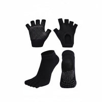 Non-Slip Pilates Socks and Gloves Non-Slip Stretching Gloves and grip Socks Set Breathable Exercise Accessories for Women, Yogis, Gym