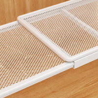 Expandable Shelf Cupboard Organiser, White Carbon Steel Pantry Shelf, No-Drill Storage for Kitchen & Desk, 52-86cm Adjustable