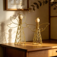 Wood and Metal Angel Ornament Modern Linear Art for Bedroom, Office